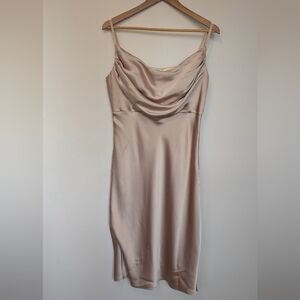 Revelry Strapless Satin Dress in Cream